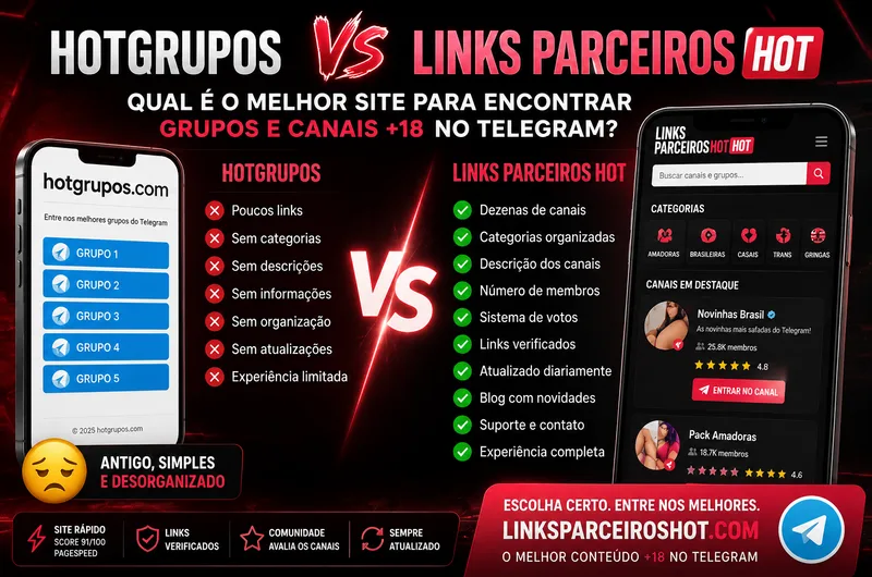 HotGrupos.com vs Links Parceiros HOT: qual é o melhor site de grupos Telegram +18?